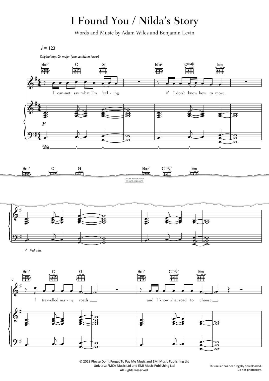 Produktgalerie: Seite 1 von 1 I Found You/Nilda's Story, Calvin Harris, Gesang, Gitarre, Klavier