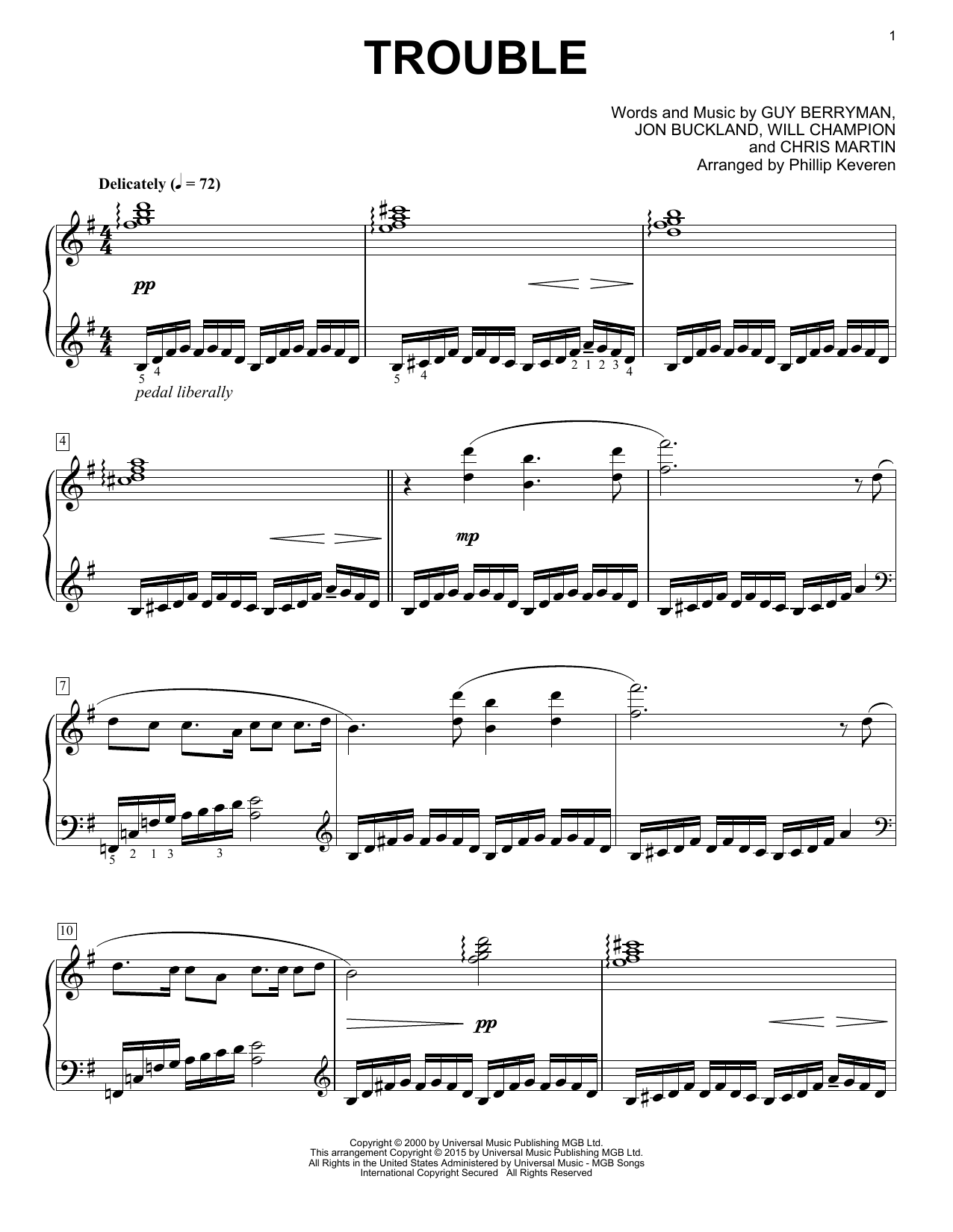Produktbild zu: Trouble [Classical version] (arr. Phillip Keveren)
