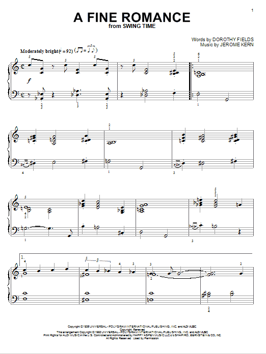 Product gallery: Page 1 of 1 A Fine Romance, Jerome Kern