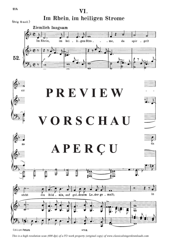 Product gallery: Page 2 of 3 Im Rhein, im heiligen Strome, Op.48 No.6, , Medium Voice and Piano