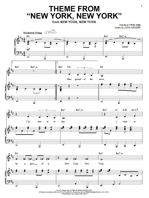Produktbild zu: Theme From "New York, New York"