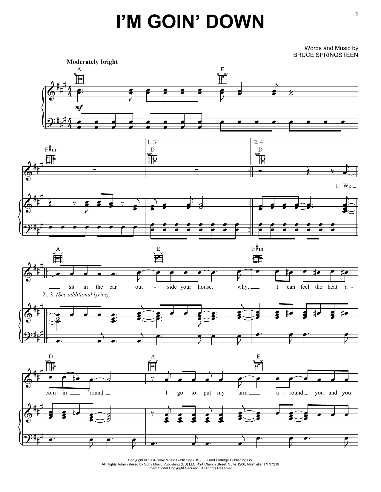 Produktgalerie: Seite 1 von 1 I'm Goin' Down, Bruce Springsteen, Gesang, Gitarre, Klavier