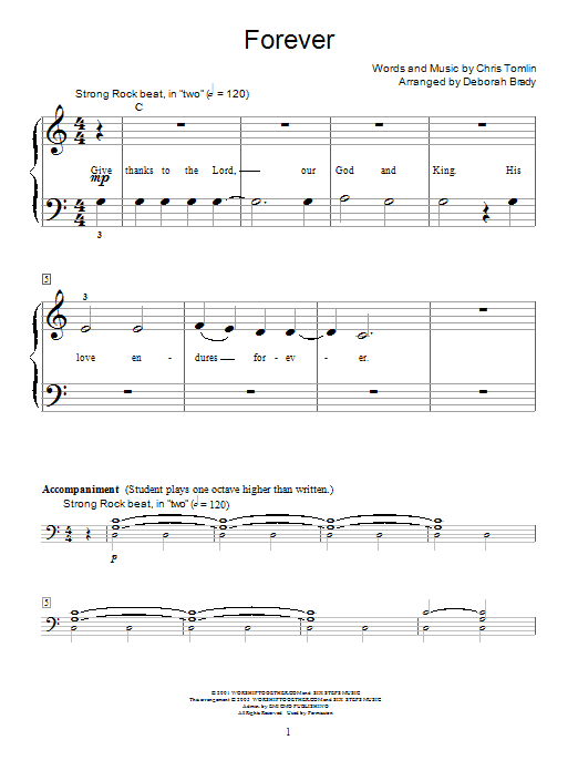 Produktgalerie: Seite 1 von 1 Forever (arr. Deborah Brady), Chris Tomlin, Klavier