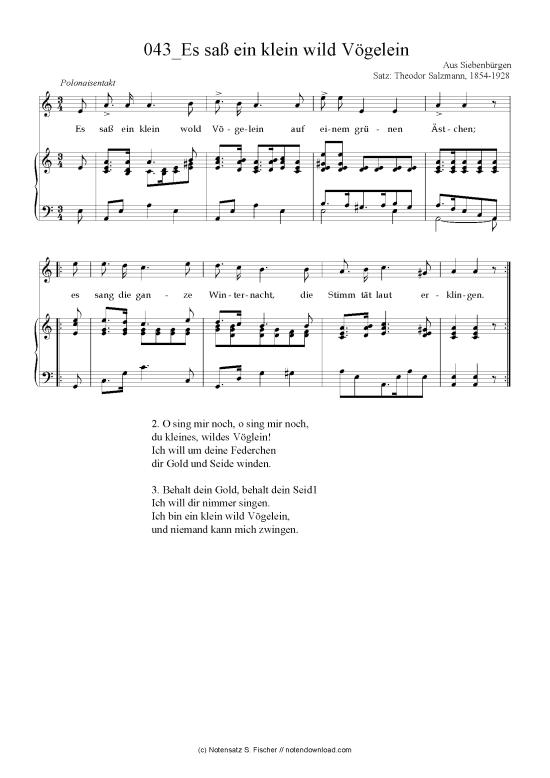 Product picture to: Es saß ein klein wild Vögelein Aus Siebenbürgen  