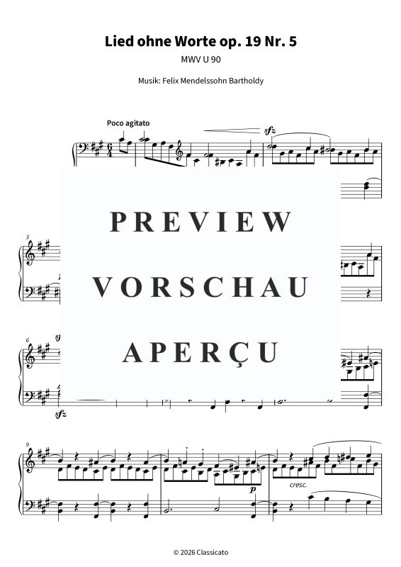 Produktgalerie: Seite 5 von 10 Lied ohne Worte op. 19 Nr. 5, , Klavier Solo