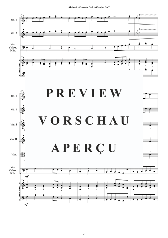 Product gallery: Page 4 of 11 Concerto No.2 in C-Dur Op.7, , 2 Solo Oboes, String Ensemble, and Harpsichord (Bc)