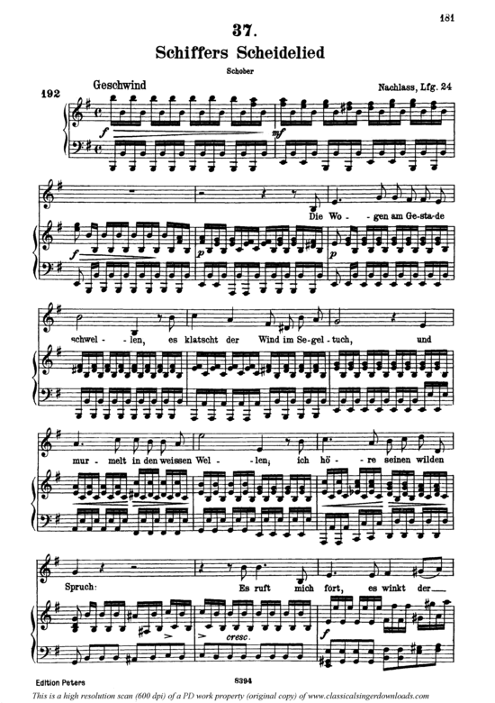 Product picture to: Schiffers Scheidelied D.910Franz Schubert