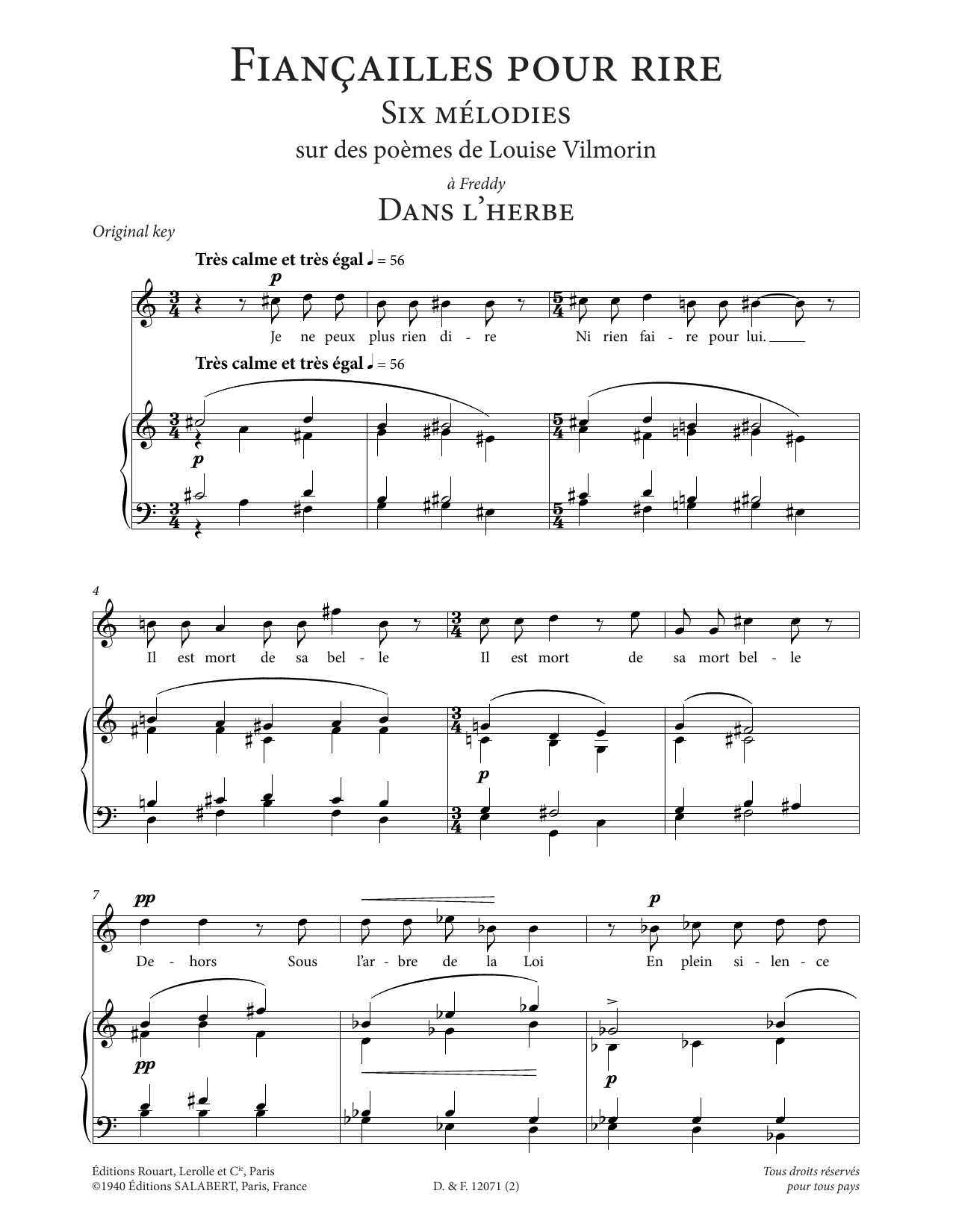 Produktbild zu: Dans l'herbe (High Voice)
