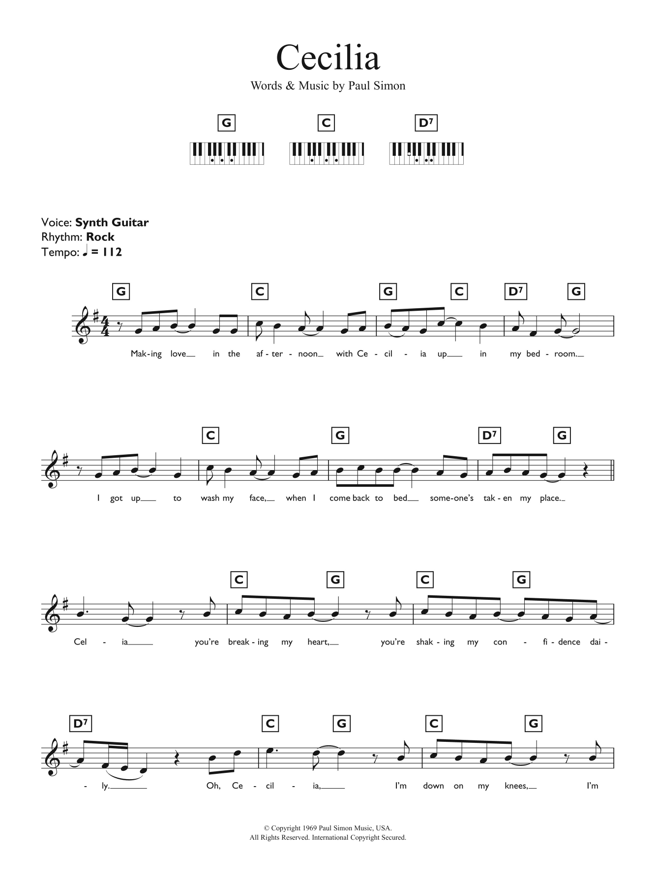Produktgalerie: Seite 1 von 1 Cecilia, Simon & Garfunkel, Klavier