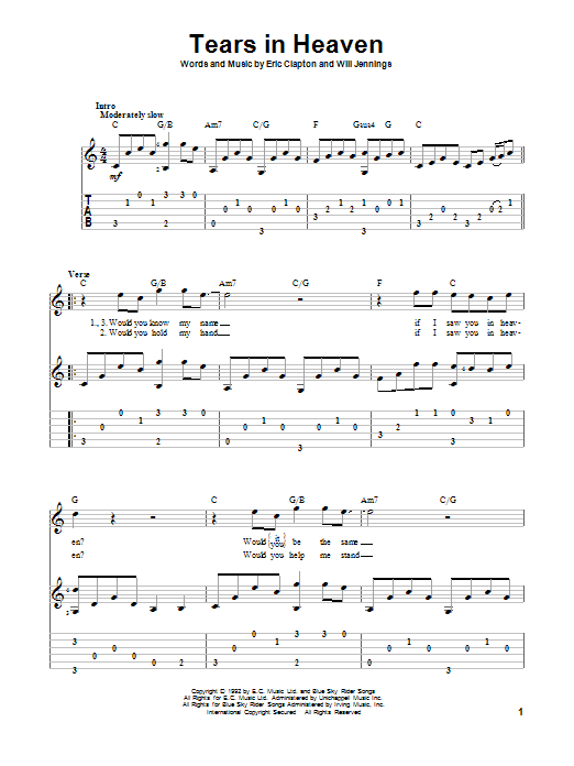Product gallery: Page 1 of 1 Tears In Heaven, Eric Clapton