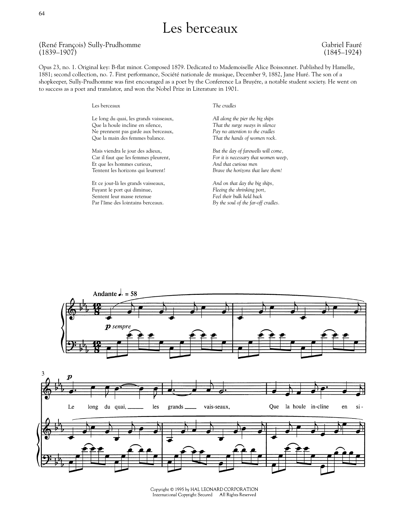 Produktgalerie: Seite 1 von 1 Les Berceaux, Gabriel Faure, Gesang, Klavier