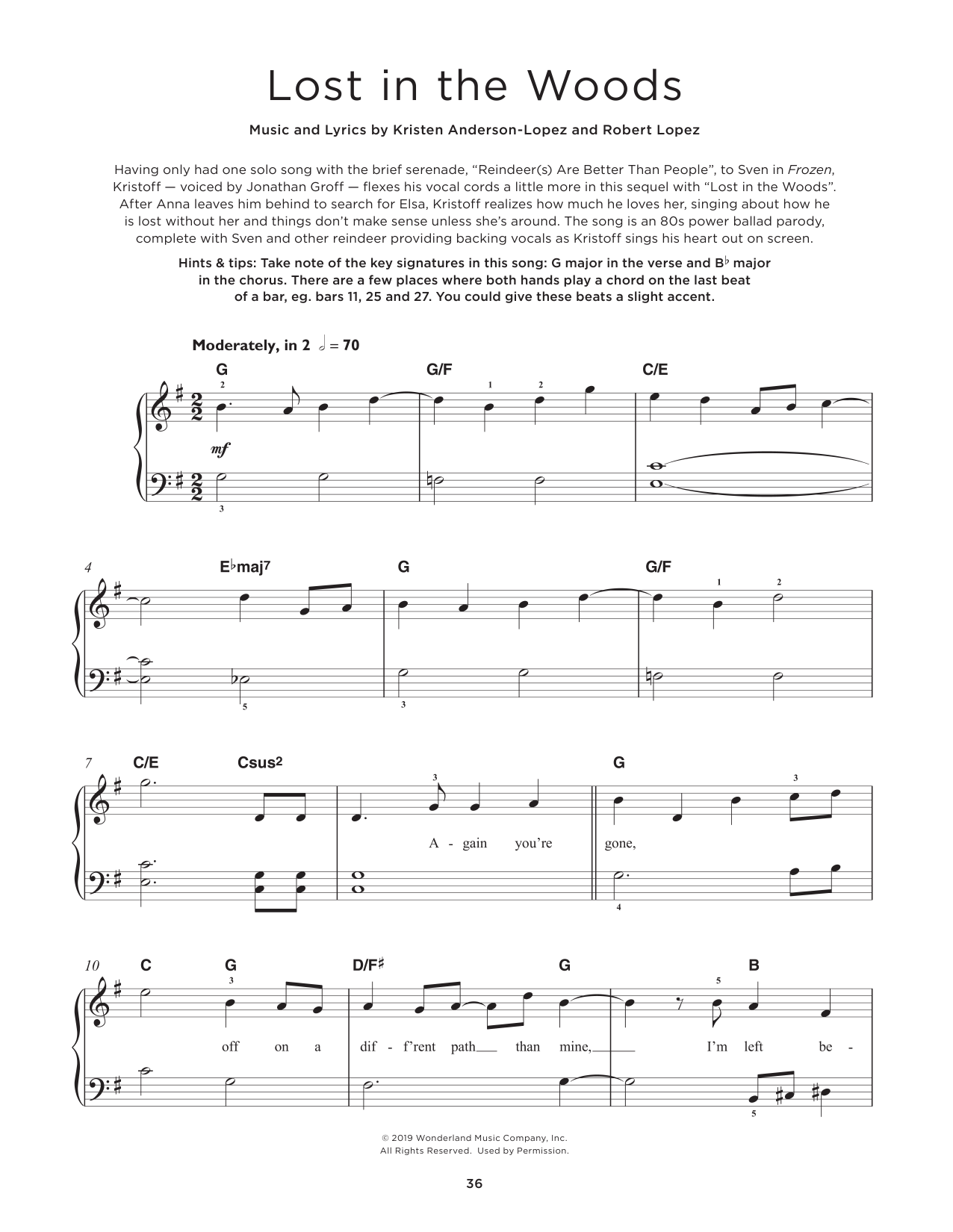 Produktbild zu: Lost In The Woods (from Disney's Frozen 2)