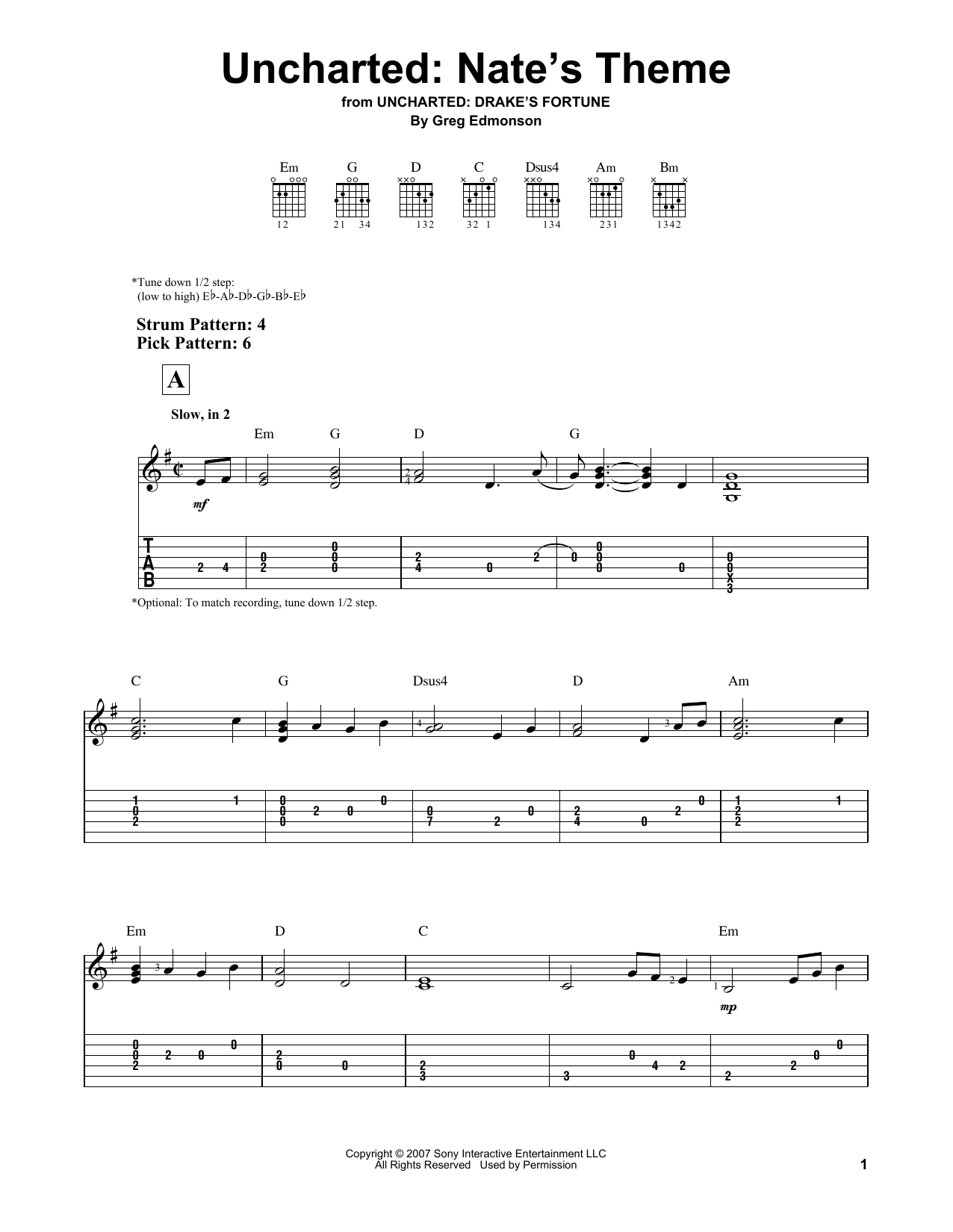 Product gallery: Page 1 of 1 Uncharted: Nate's Theme (from Uncharted: Drake's Fortune), Greg Edmonson