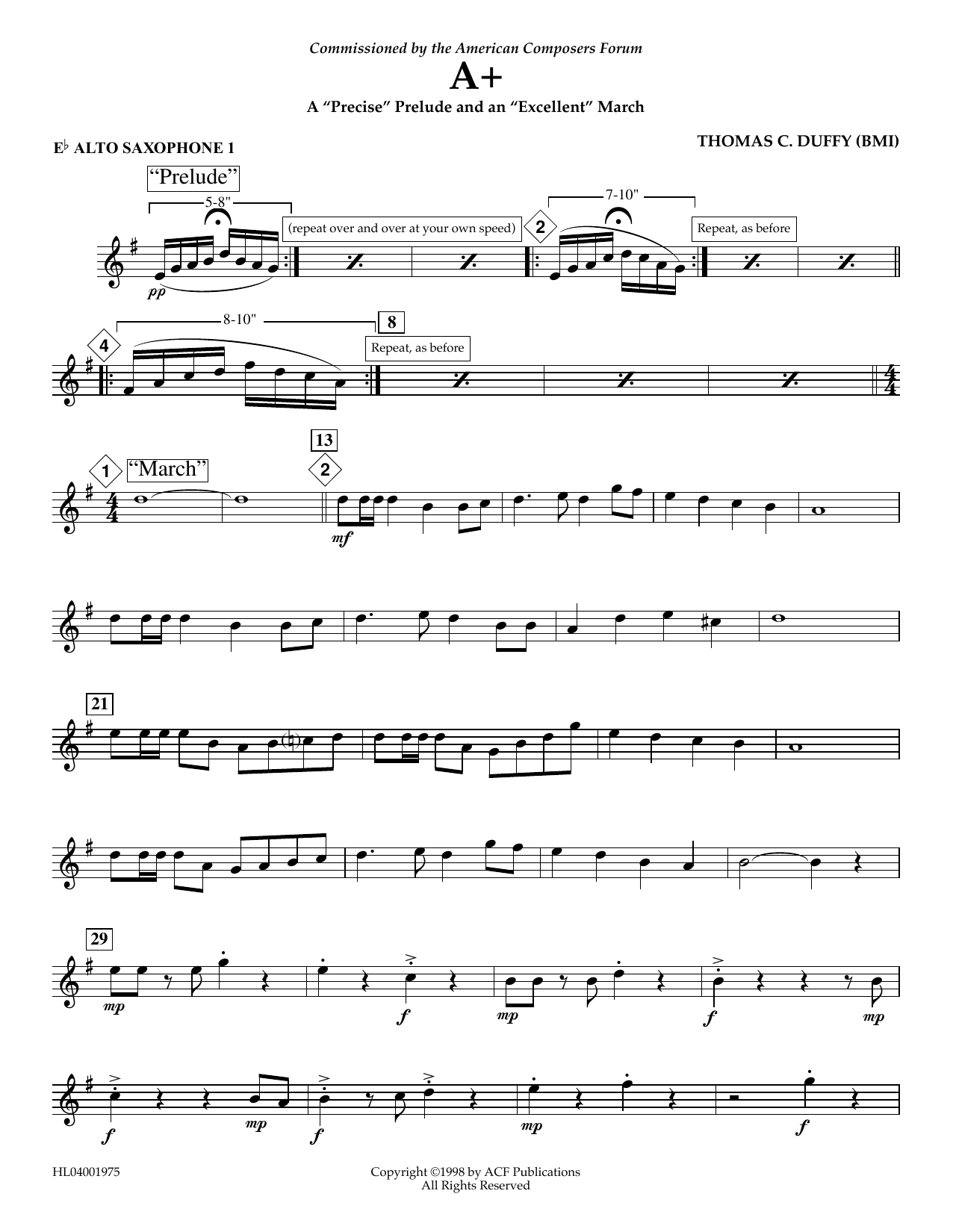 Product picture to: A+: A "Precise" Prelude and an "Excellent" March - Eb Alto Sax 1