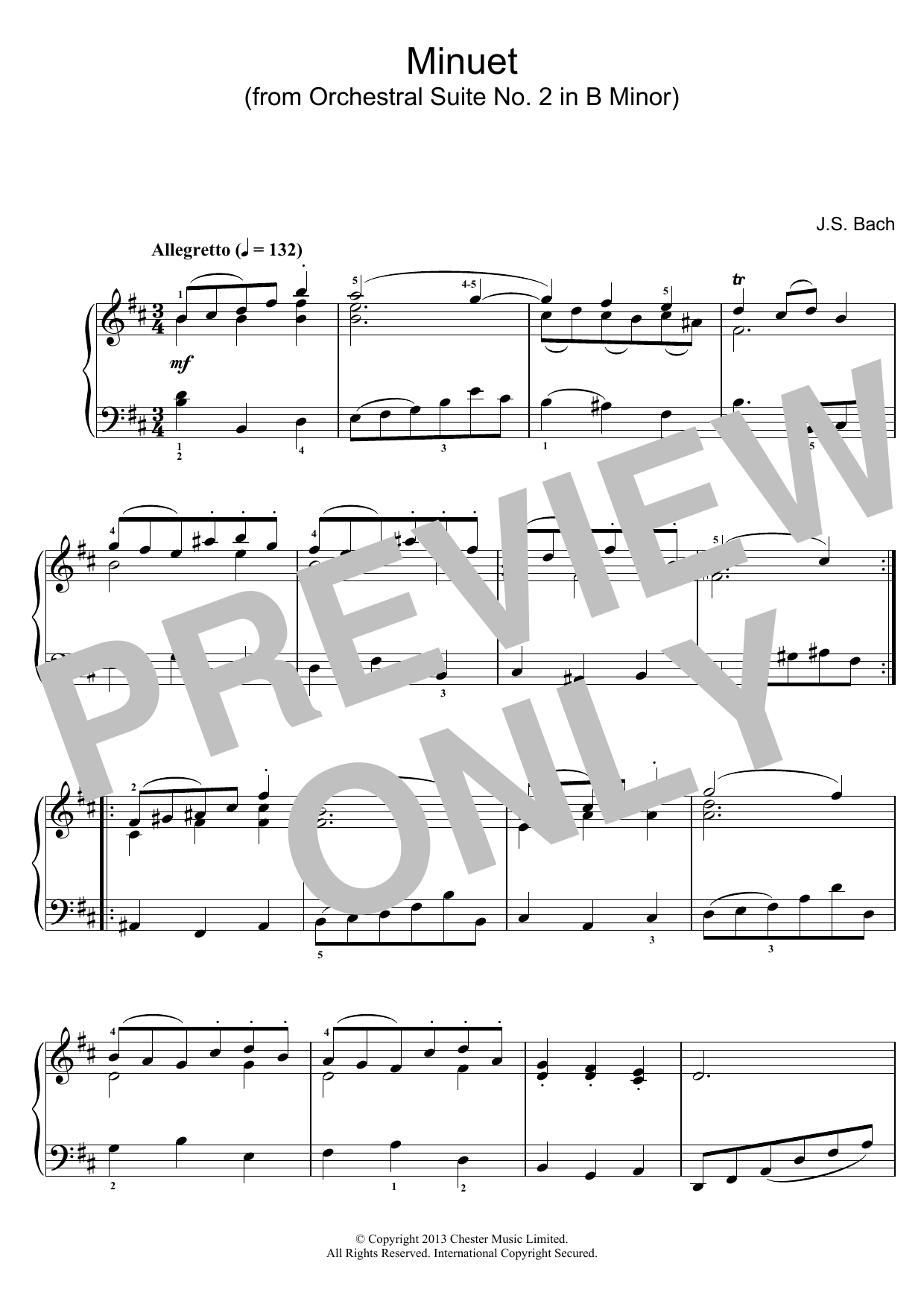 Produktgalerie: Seite 1 von 1 Minuet in B Minor (from Orchestral Suite No. 2), Johann Sebastian Bach, Klavier