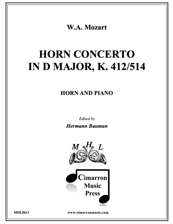 cover: Horn Concerto K.V. 412/514 (No. 1), , Horn In F and Piano