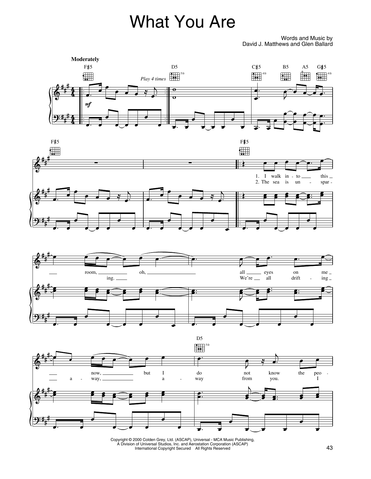 Produktgalerie: Seite 1 von 1 What You Are, Dave Matthews Band, Gesang, Gitarre, Klavier
