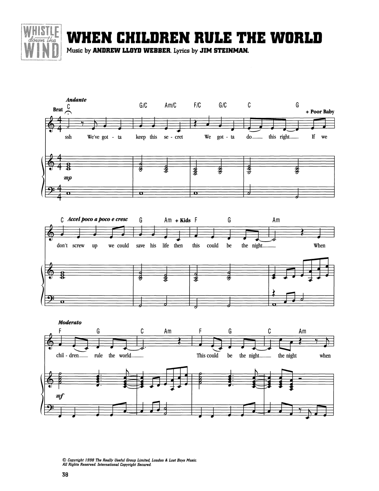 Produktgalerie: Seite 1 von 1 When Children Rule The World (from Whistle Down The Wind), Andrew Lloyd Webber, Gesang, Klavier
