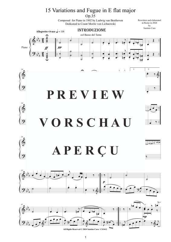 Produktgalerie: Seite 2 von 11 15 Variations and Fugue in E flat major for Piano Op.35, , Klavier Solo