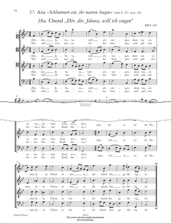 Product picture to: Choral 'Dir, dir, Jehova, will ich singen' BWV 299 (from 'The Anna Magdalena Notebook 1725')