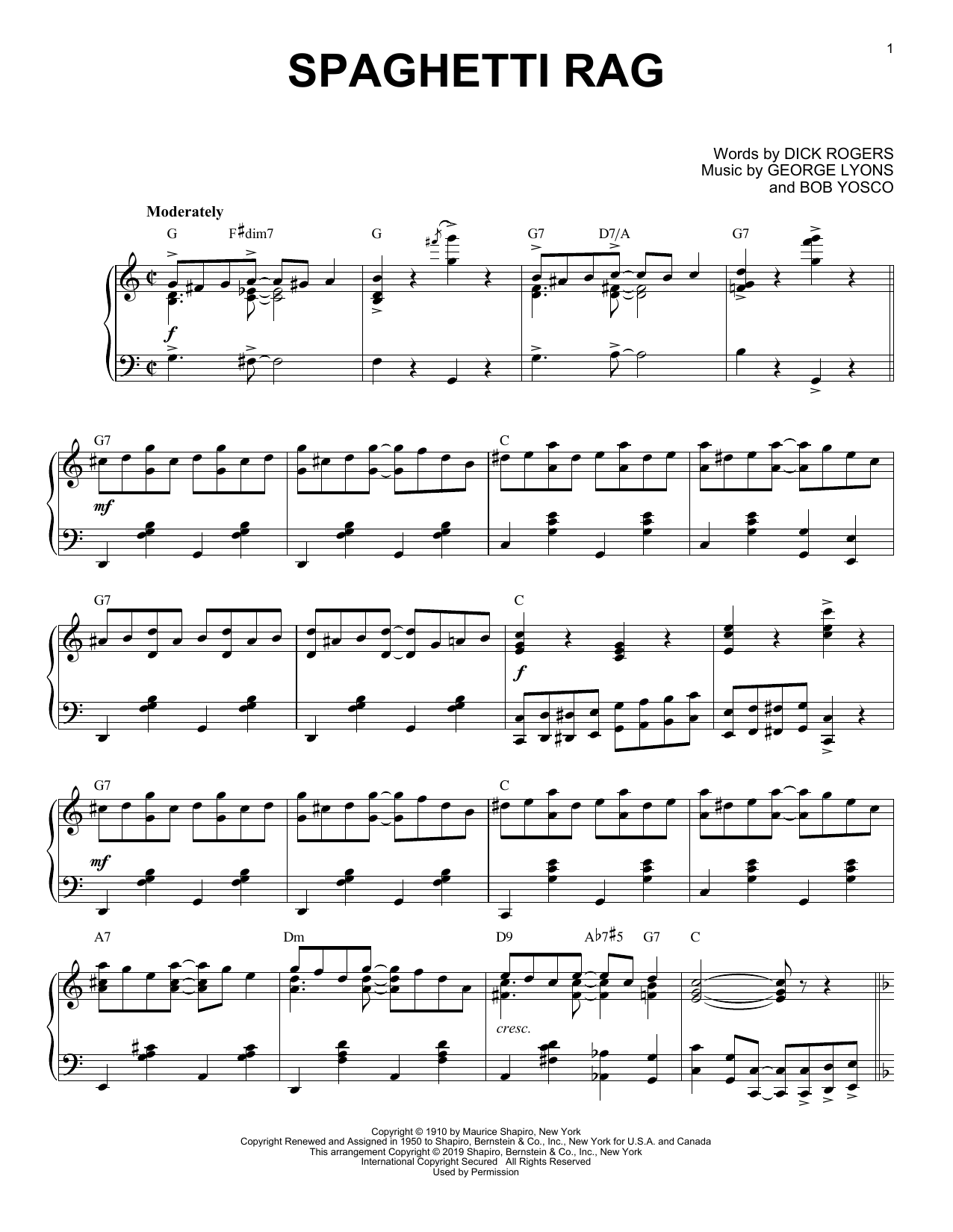 Product picture to: Spaghetti Rag [Jazz version]