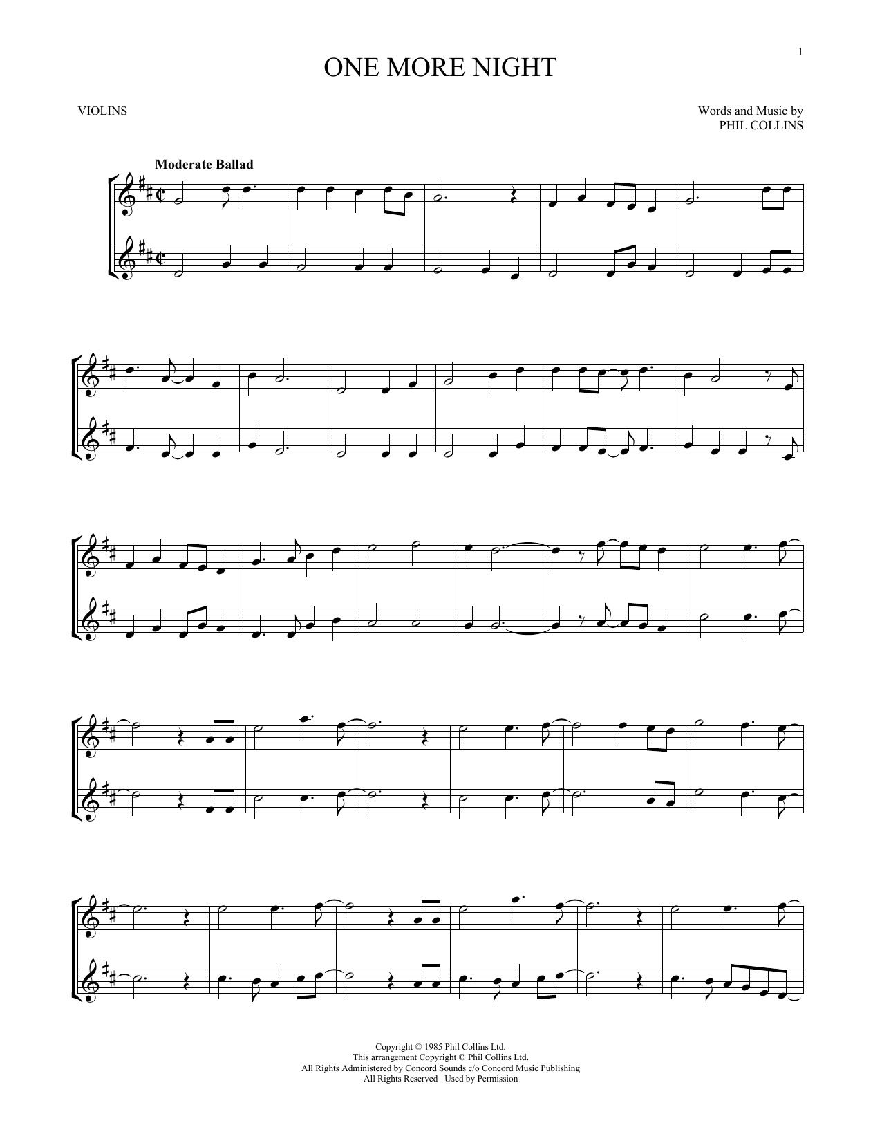 Product gallery: Page 1 of 1 One More Night, Phil Collins