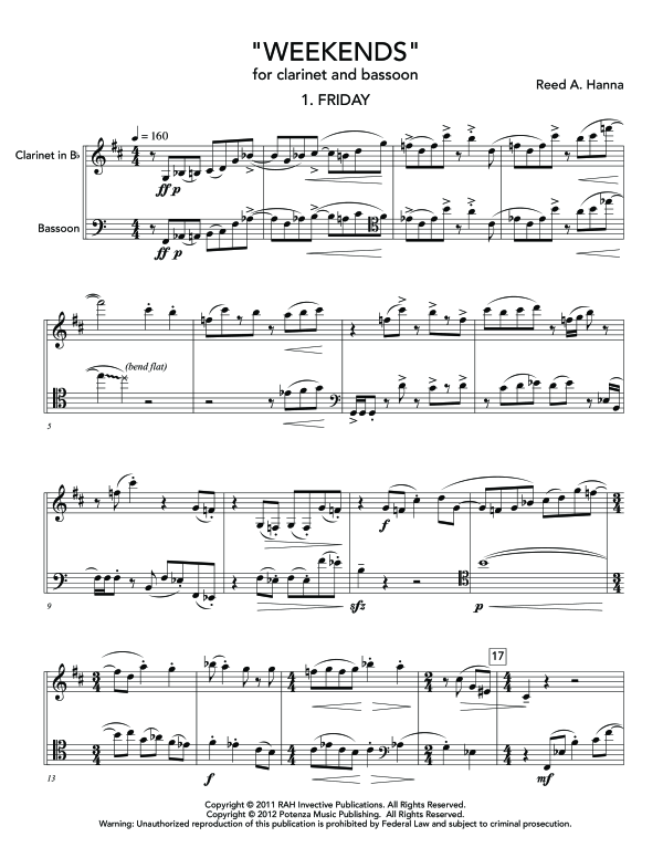 Product gallery: Page 1 of 11 Weekends, , (woodwind duet clarinet and bassoon)