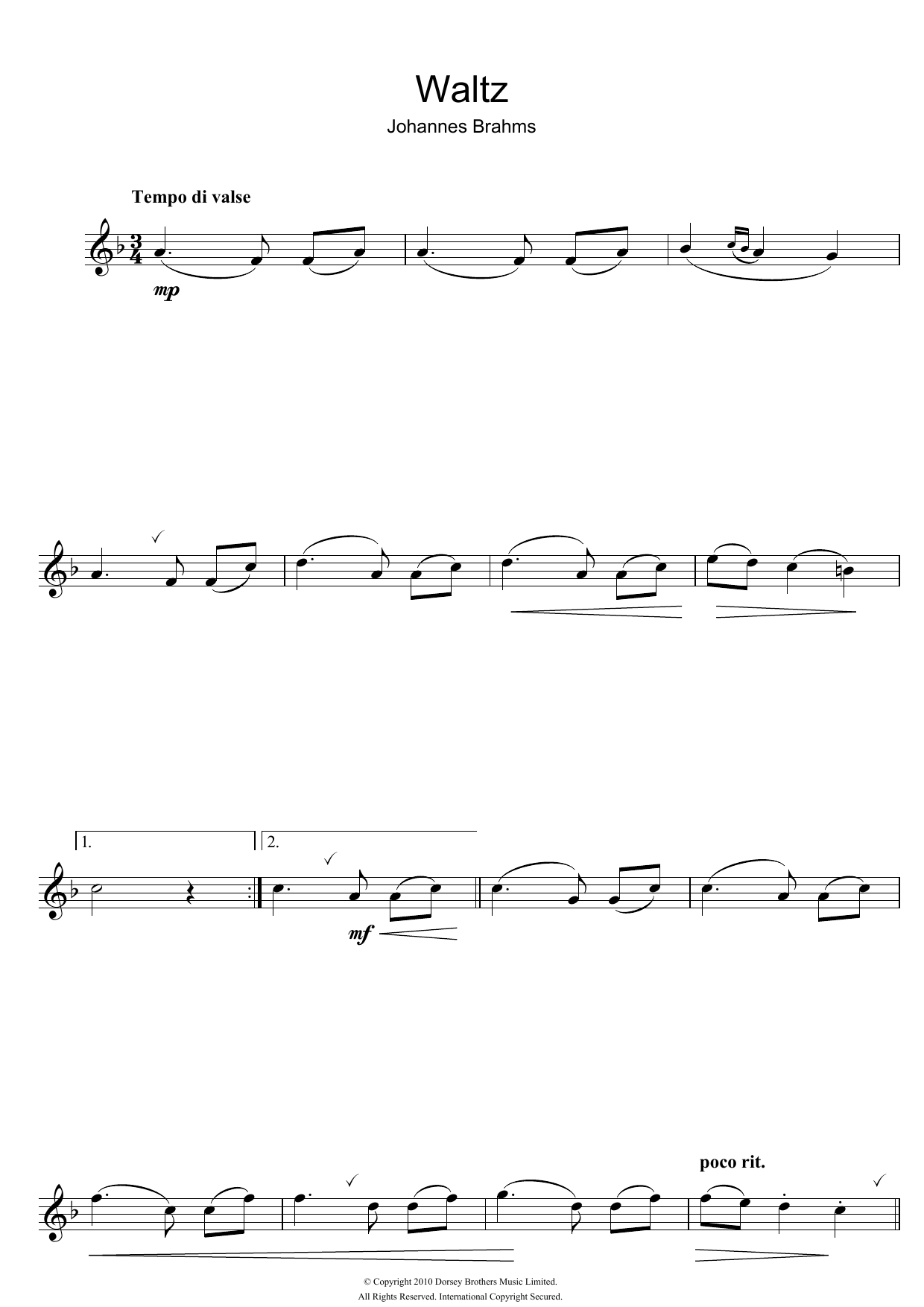 Product gallery: Page 1 of 1 Waltz Op. 39, No. 15, Johannes Brahms