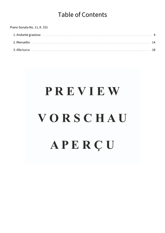 Produktgalerie: Seite 5 von 11 Piano Sonata No. 11, K. 331, , Klavier Solo