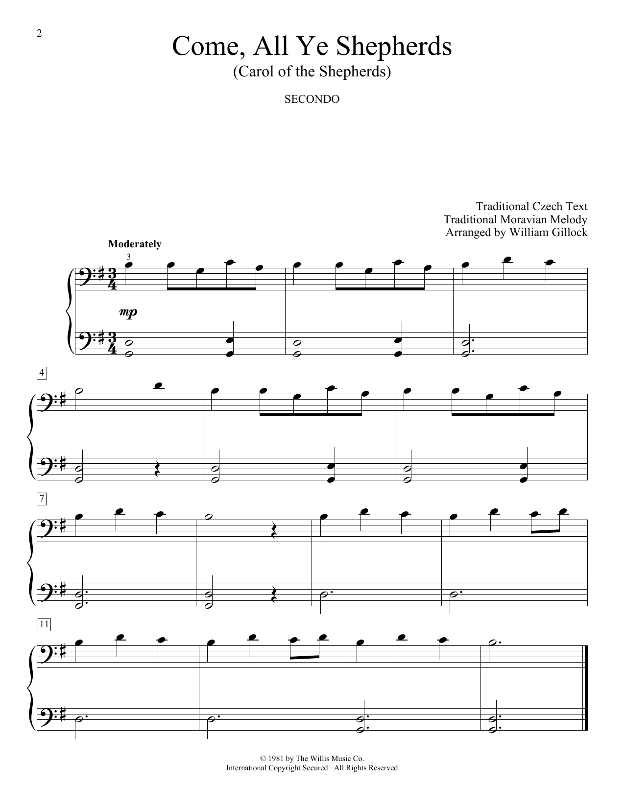Product gallery: Page 1 of 1 Come, All Ye Shepherds (Carol Of The Shepherds), William Gillock