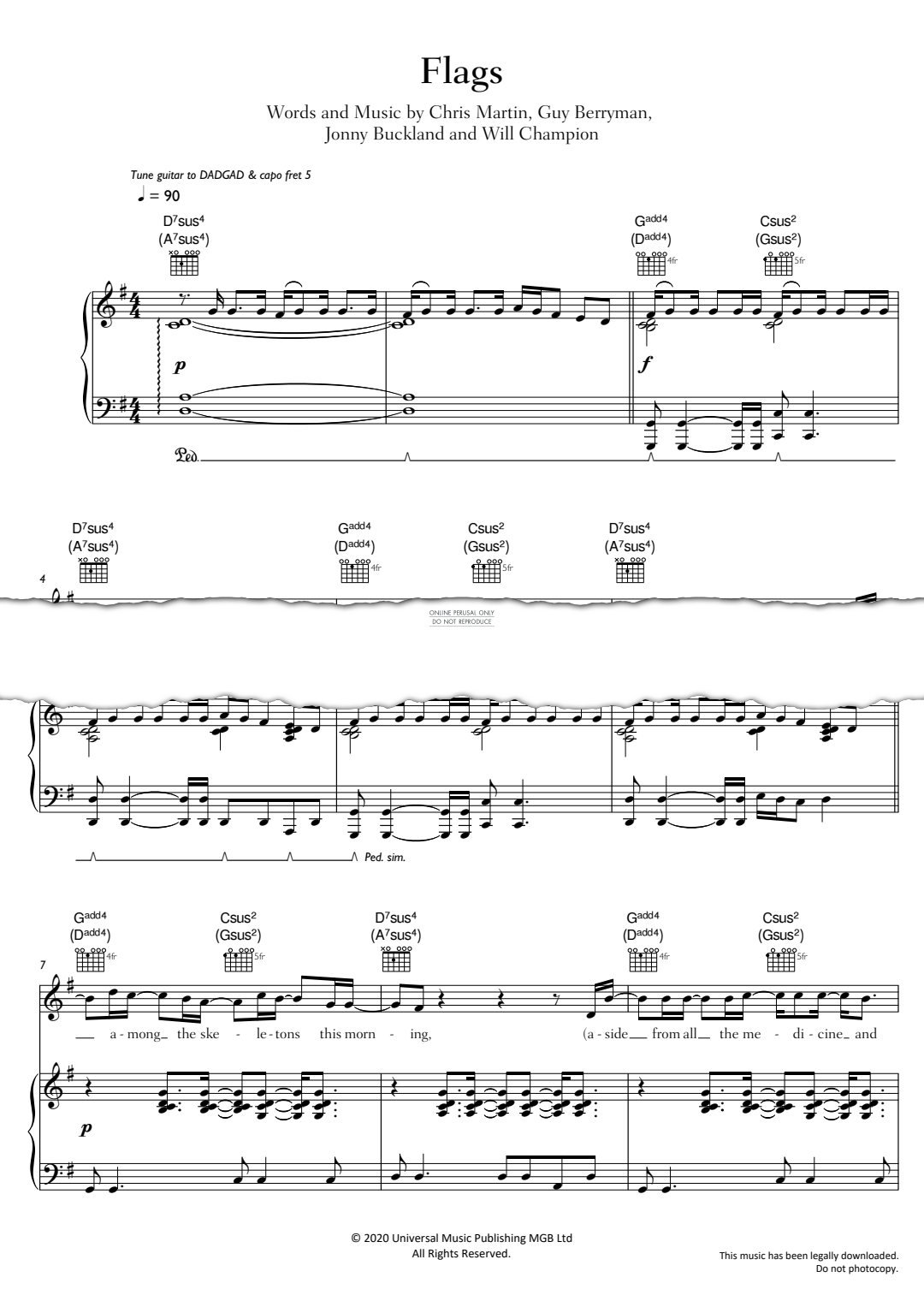 Produktgalerie: Seite 1 von 1 Flags, Coldplay, Gesang, Gitarre, Klavier
