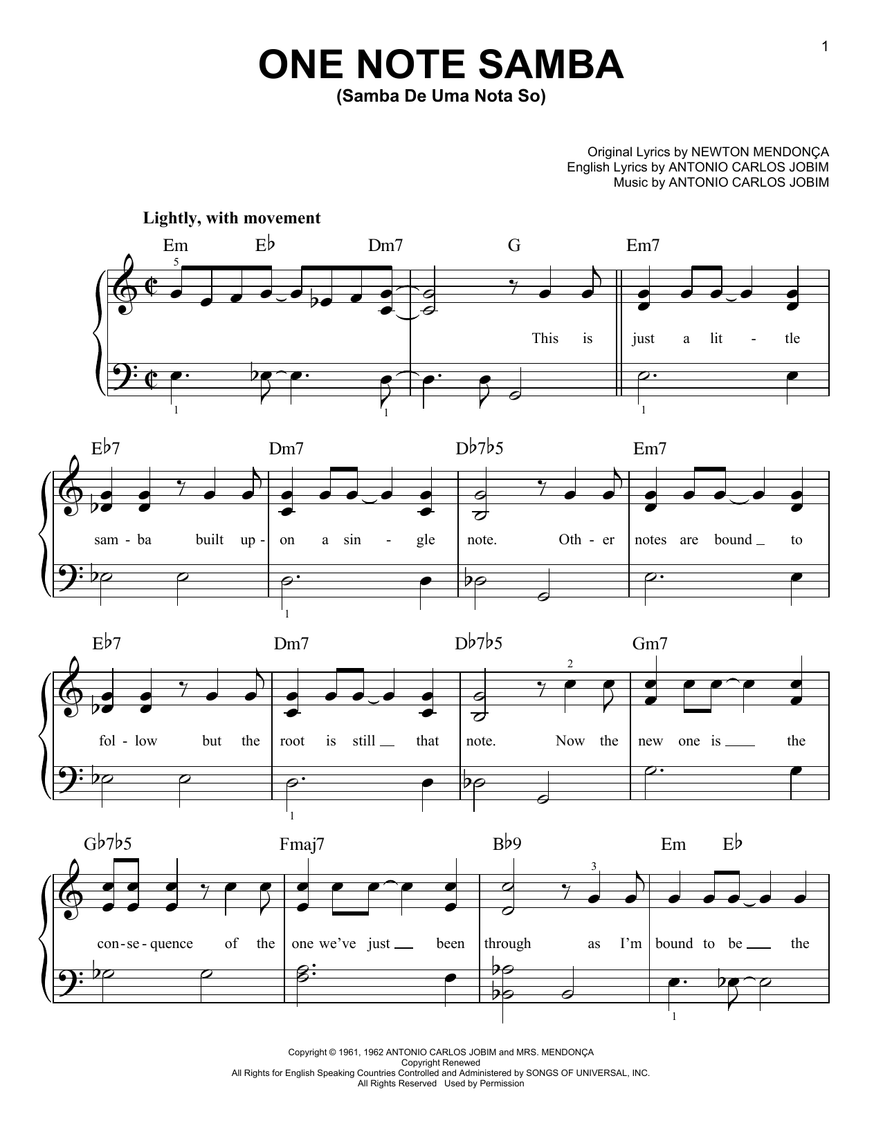 Produktgalerie: Seite 1 von 1 One Note Samba (Samba De Uma Nota So), Antonio Carlos Jobim, Klavier