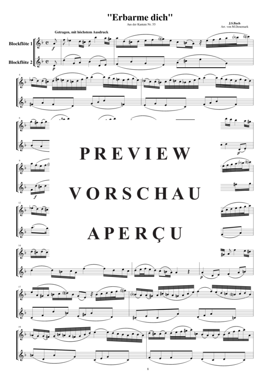 Product gallery: Page 2 of 3 Arie aus der Kantate Nr.55 für zwei Blockflöten, , 