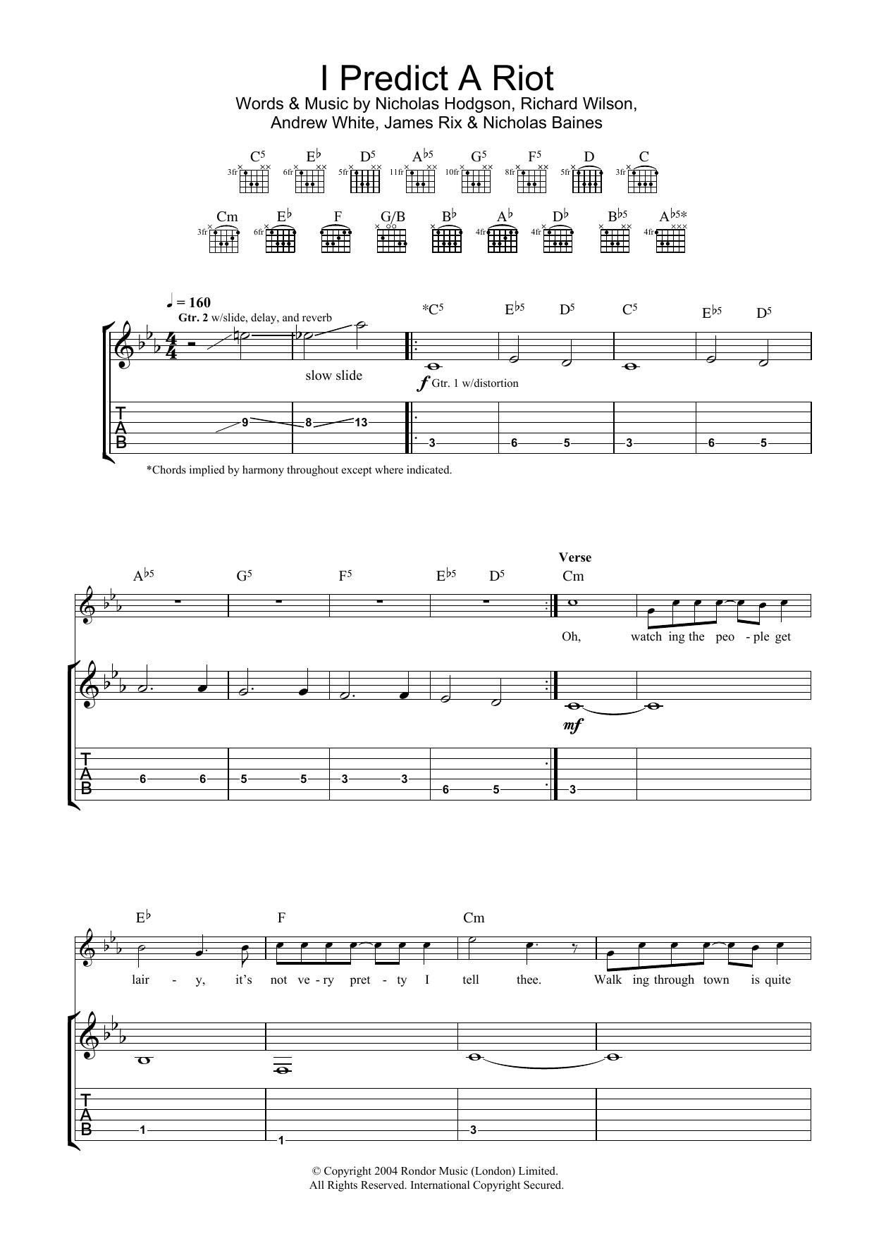 Produktgalerie: Seite 1 von 1 I Predict A Riot, Kaiser Chiefs, Gitarre