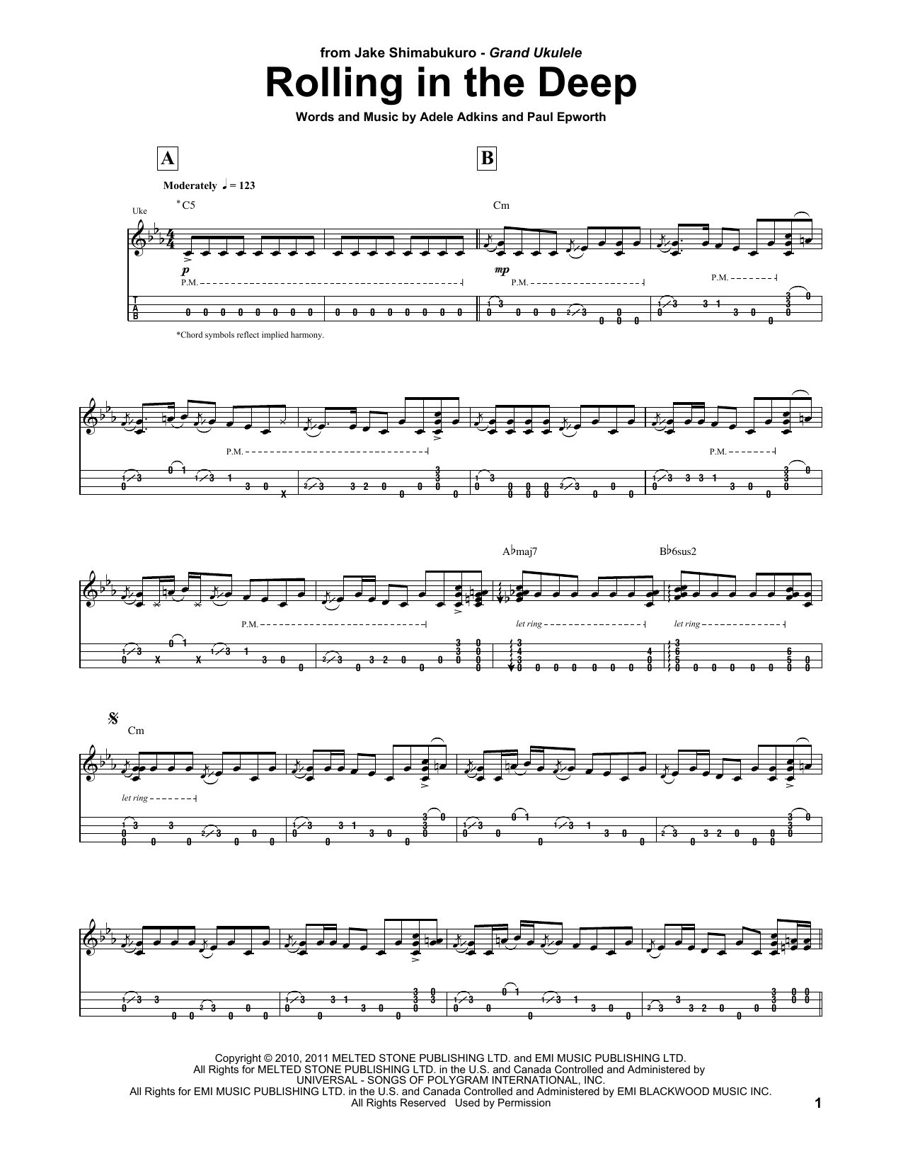 Product gallery: Page 1 of 1 Rolling In The Deep (arr. Jake Shimabukuro), Adele