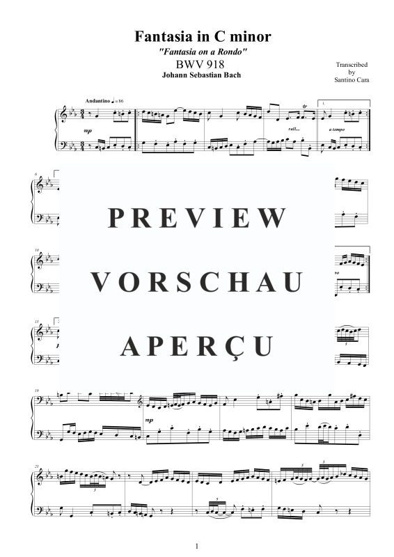 Produktgalerie: Seite 2 von 6 Fantasia in C-Moll über ein Rondo BWV 918, , Klavier Solo