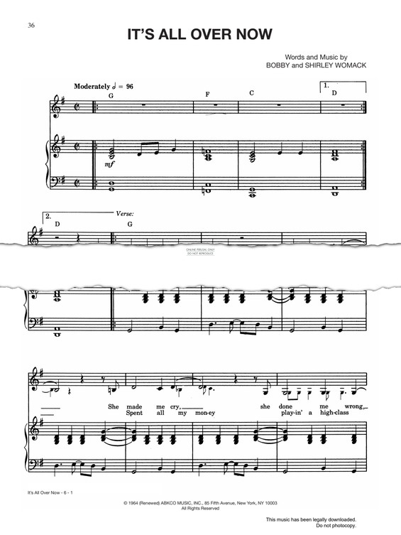 Produktgalerie: Seite 1 von 1 It's All Over Now, The Rolling Stones, Gesang, Gitarre, Klavier