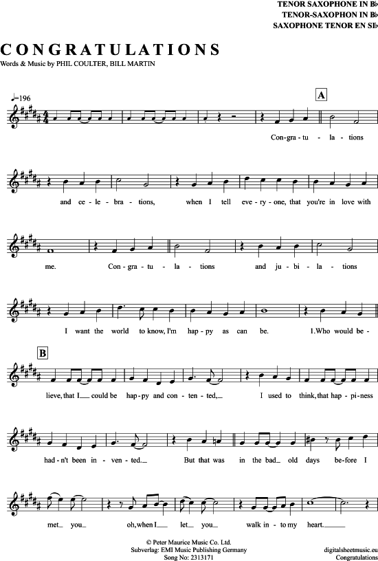 Product gallery: Page 1 of 4 Congratulations , Richard, Cliff, Tenor Saxophone