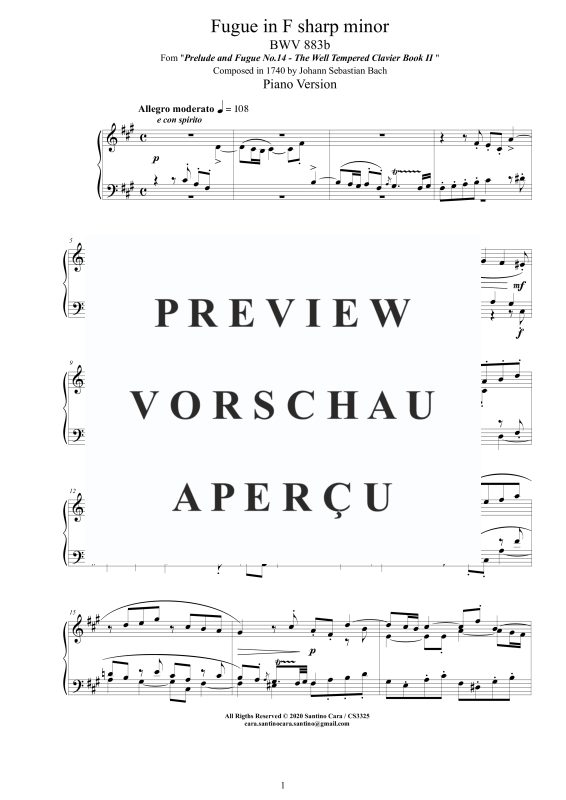 Produktgalerie: Seite 2 von 7 Fuge in Fis-Moll BWV 883b, , Klavier Solo