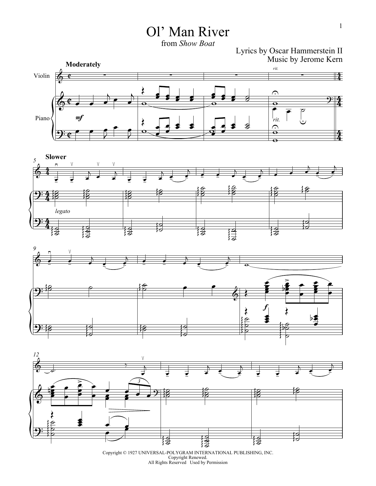Product gallery: Page 1 of 1 Ol' Man River (from Show Boat), Jerome Kern