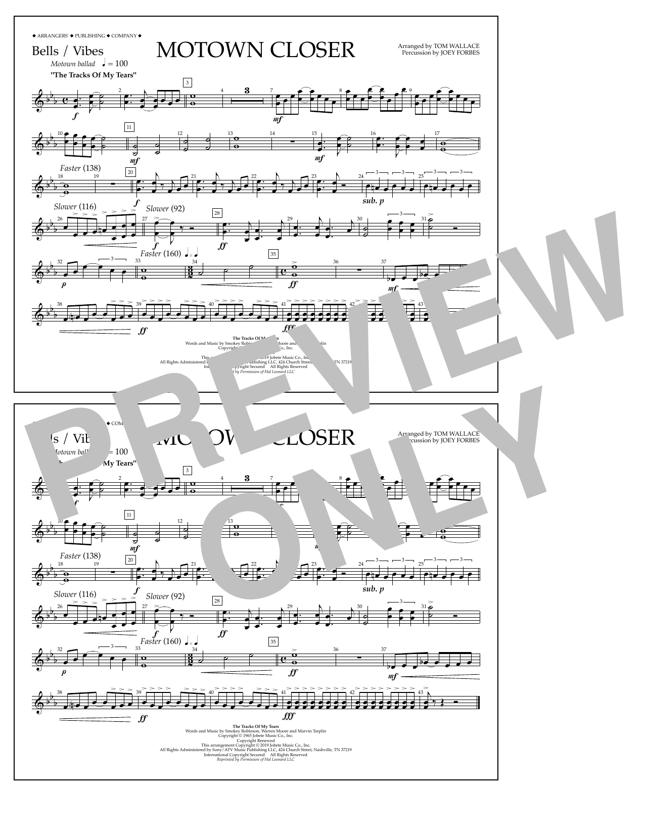 Produktbild zu: Motown Closer (arr. Tom Wallace) - Bells/Vibes
