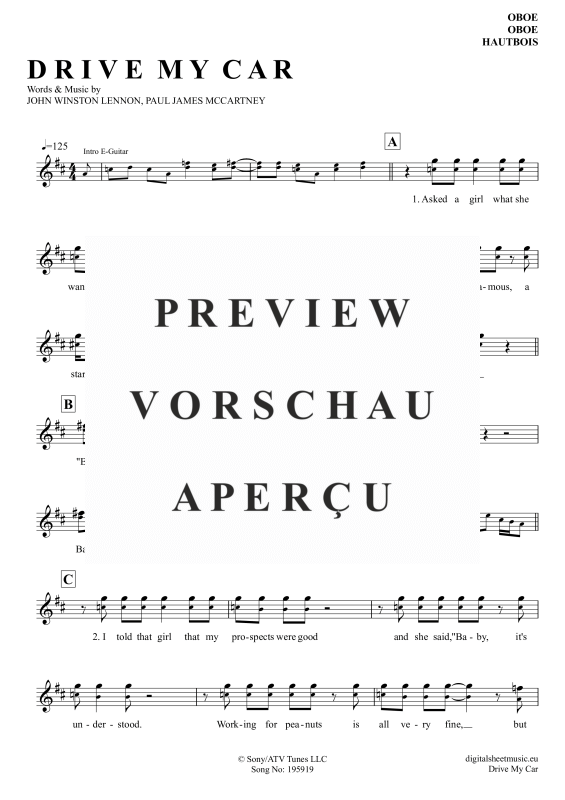Produktgalerie: Seite 2 von 4 Drive My Car, Beatles, The, Oboe