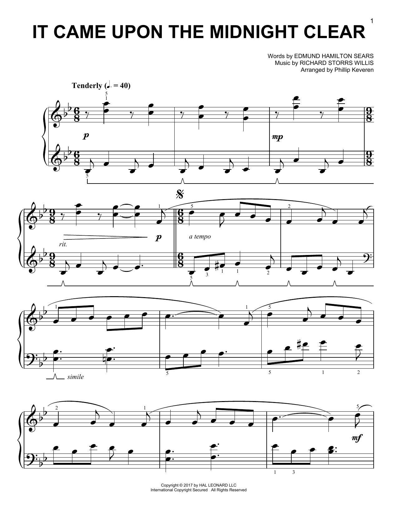 Product gallery: Page 1 of 1 It Came Upon The Midnight Clear [Classical version] (arr. Phillip Keveren), Richard Storrs Willis