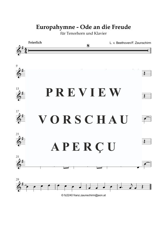 Produktgalerie: Seite 5 von 8 Europahymne - Ode an die Freude, , Tenorhorn und Klavier