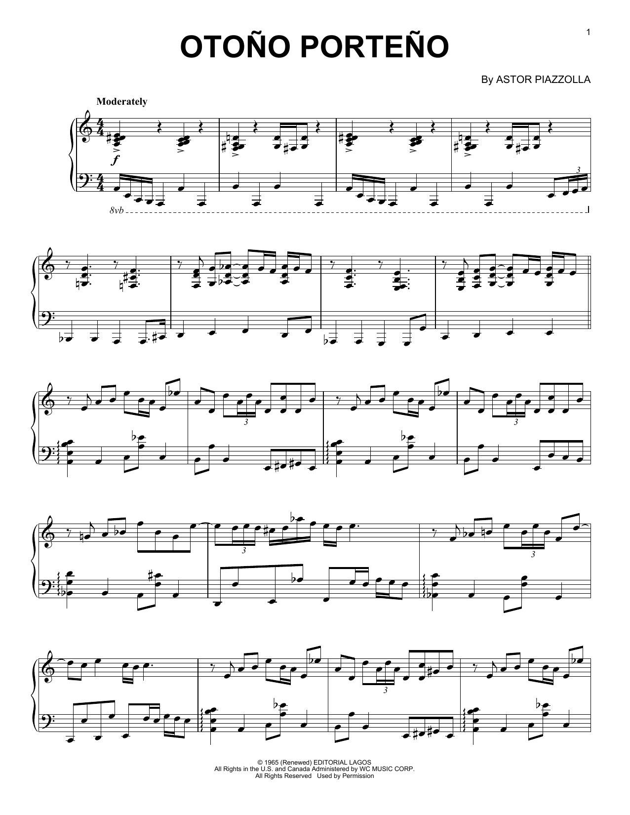 Produktgalerie: Seite 1 von 1 Otono Porteno, Astor Piazzolla, Klavier