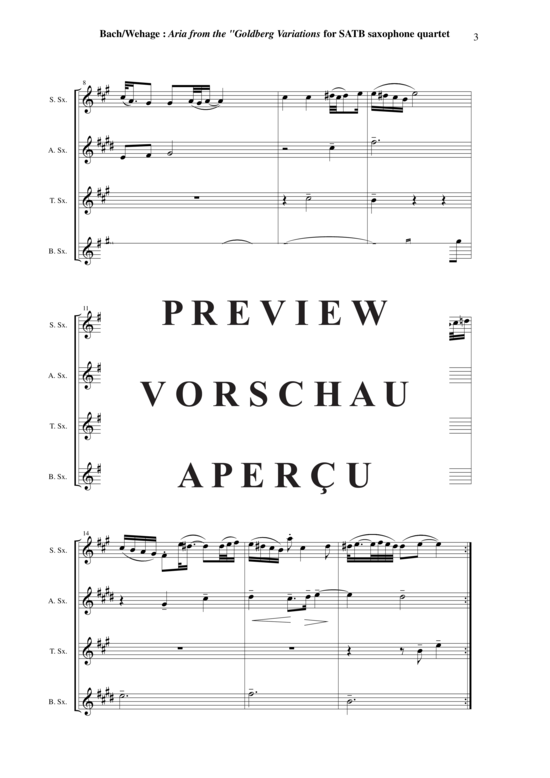 Product gallery: Page 4 of 12 Aria from the Goldberg Variations , , (Saxophone Quartet SATB)