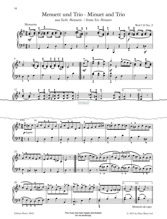 Produktgalerie: Seite 1 von 1 Minuet and Trio, WoO 10 No. 2 (from Six Minuets), Ludwig van Beethoven, Klavier