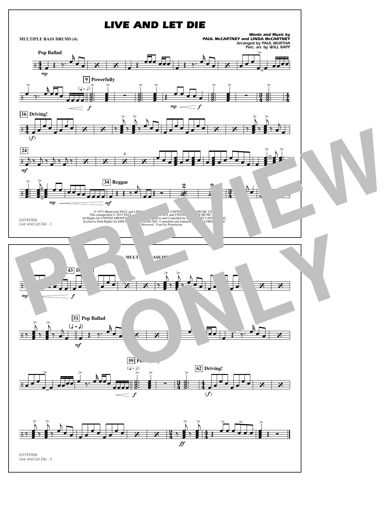 Product picture to: Live and Let Die - Multiple Bass Drums