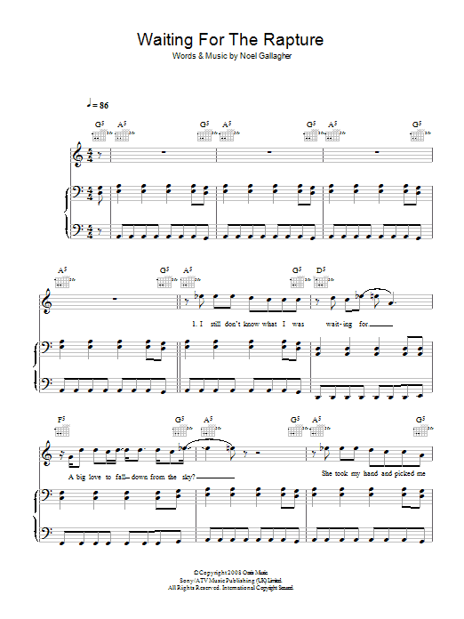 Produktgalerie: Seite 1 von 1 Waiting For The Rapture, Oasis, Gesang, Gitarre, Klavier