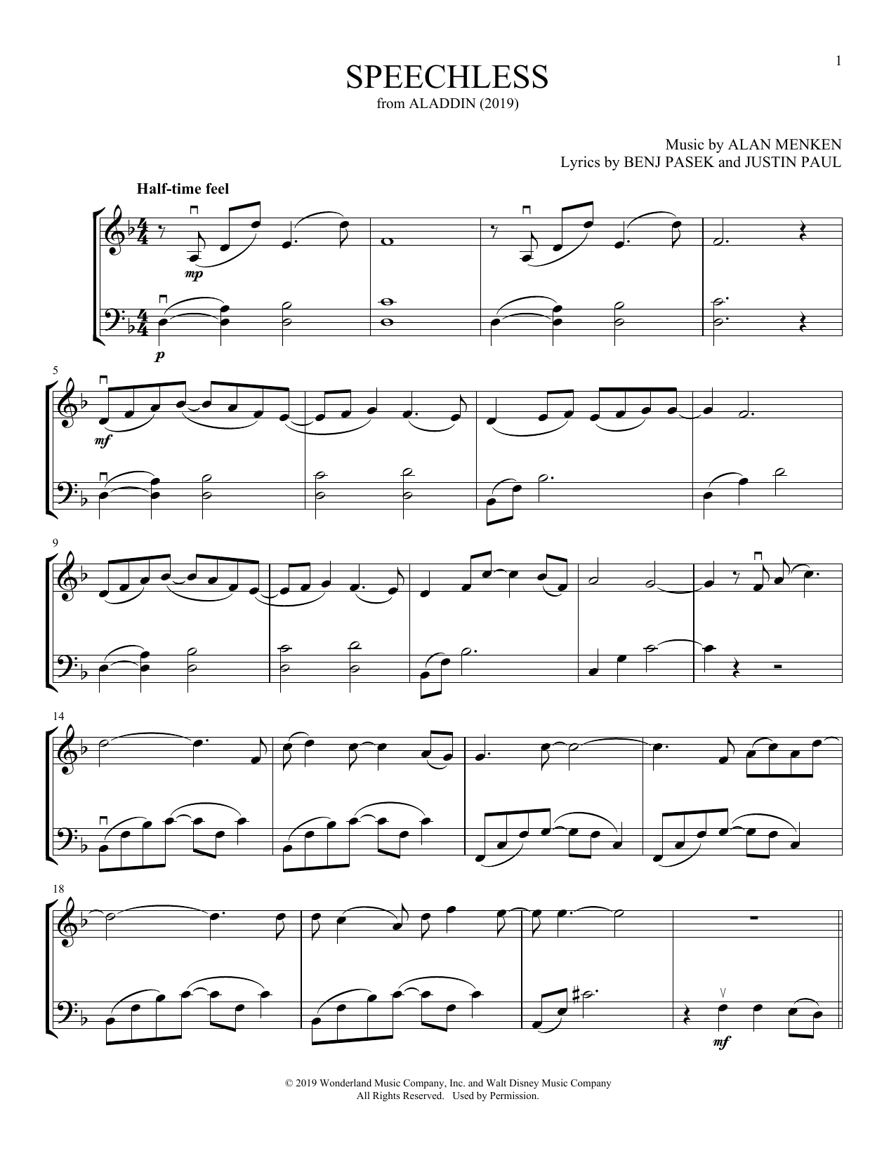 Produktgalerie: Seite 1 von 1 Speechless (from Aladdin) (arr. Michelle Hynson), Naomi Scott